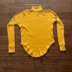Free People Mustard Just For You Cut Out Thermal Top Size XS